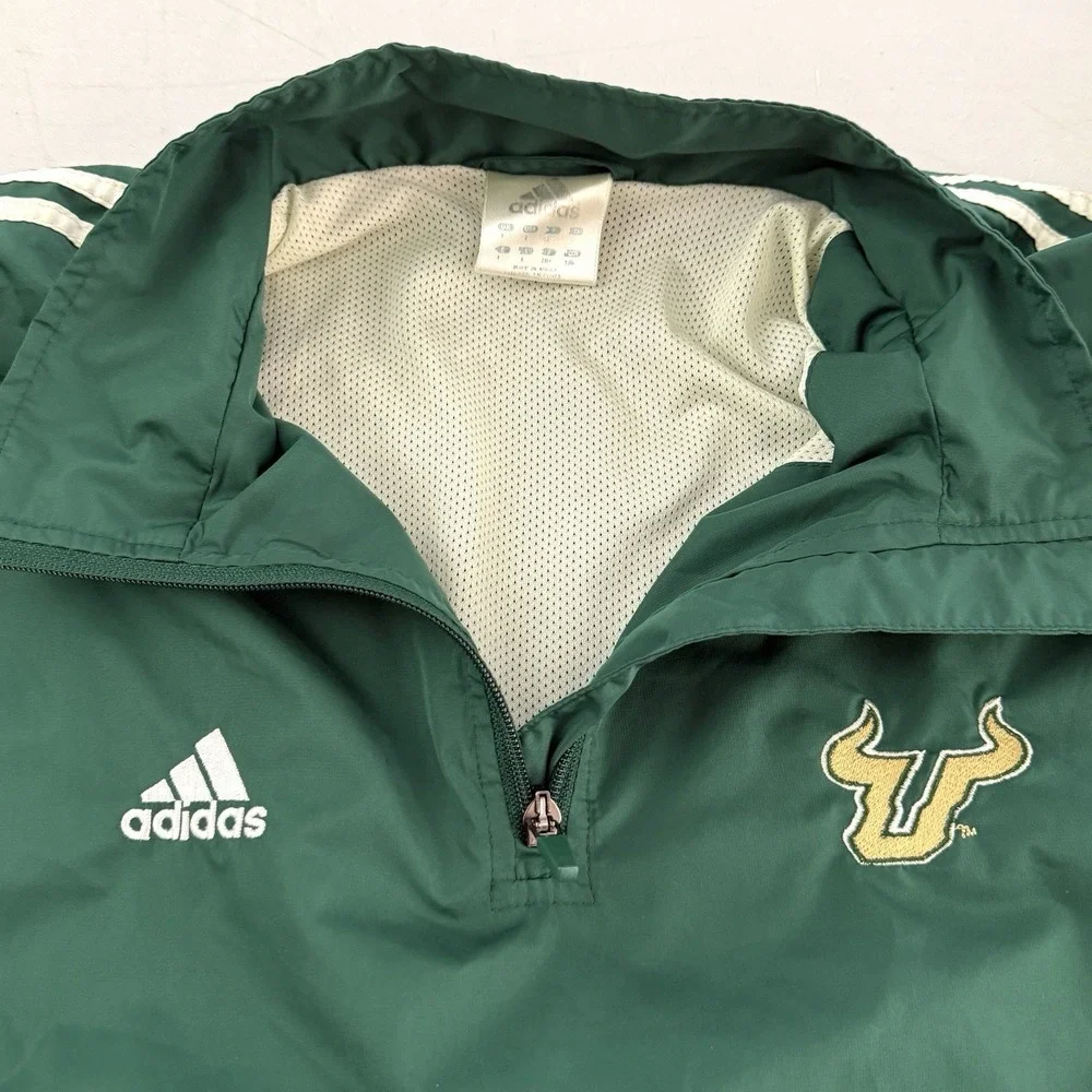 VTG USF South Florida Bulls Adidas ClimaProof 1/4 Zip L Windbreaker Jacket Y2K